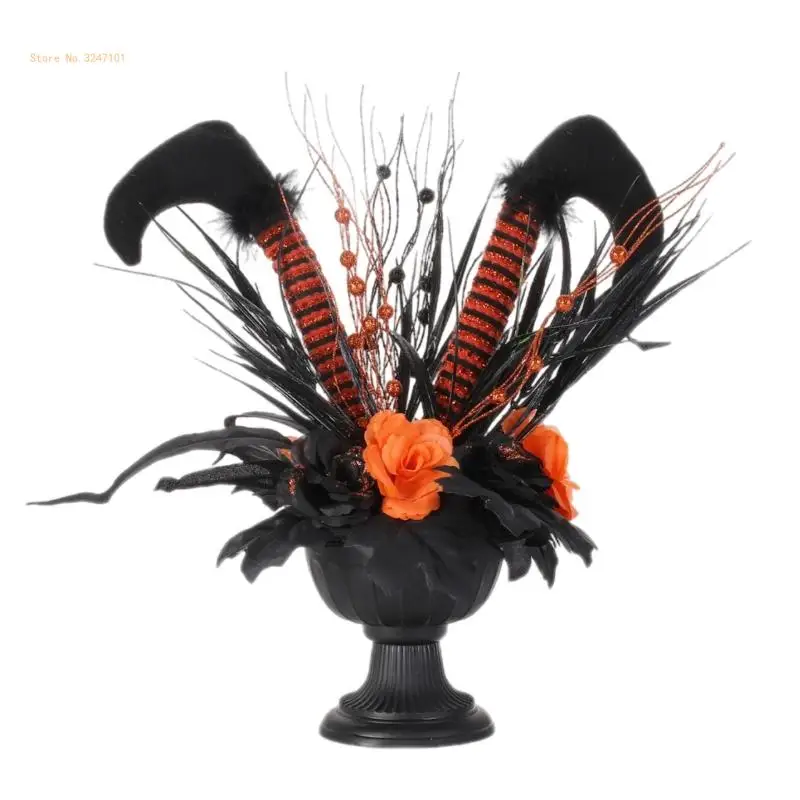 

Unique Long Legged Witch Artificial Flower Vase Desktop Window Display Flowerpot Ornament Halloween Festival Decors Dropship