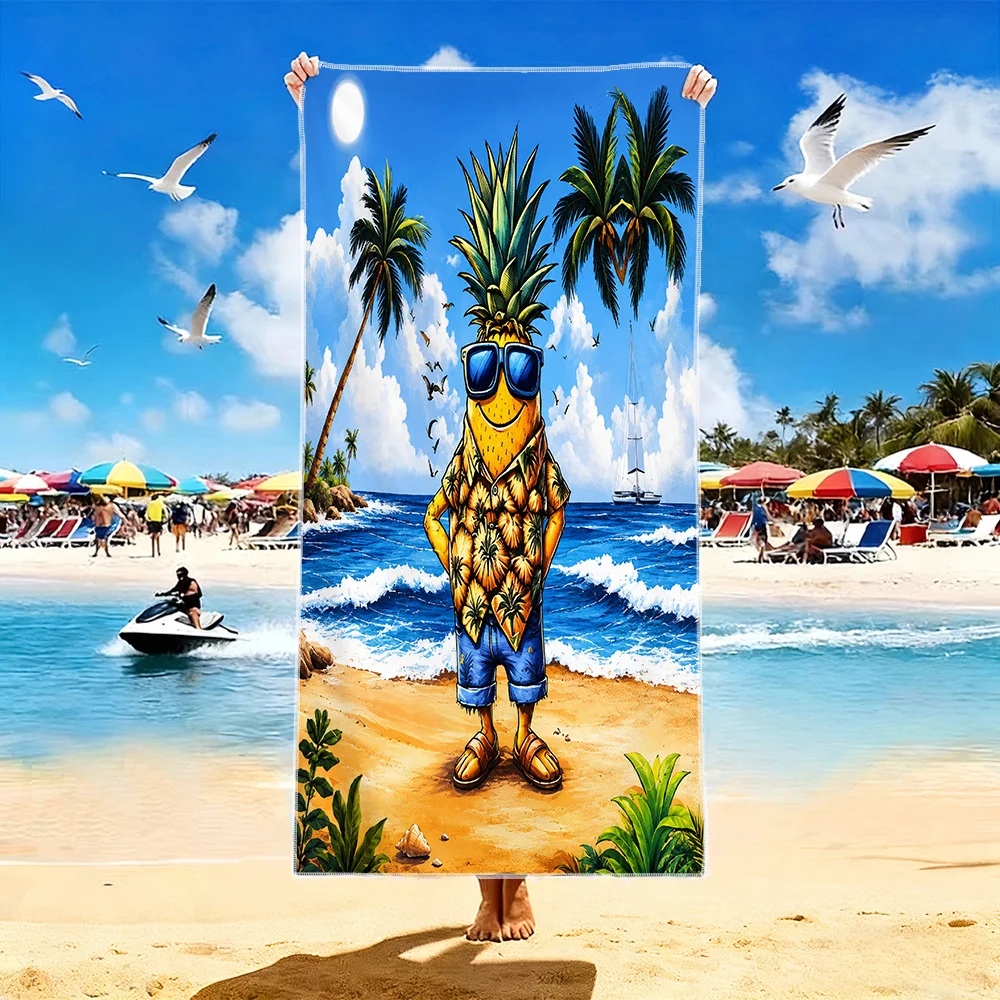 Tropical Pineapple Beach Towel Large Pool Mat Summer Vacation Gift Resort Printed Beach Towel 80x160cm Fun Beach Accessory