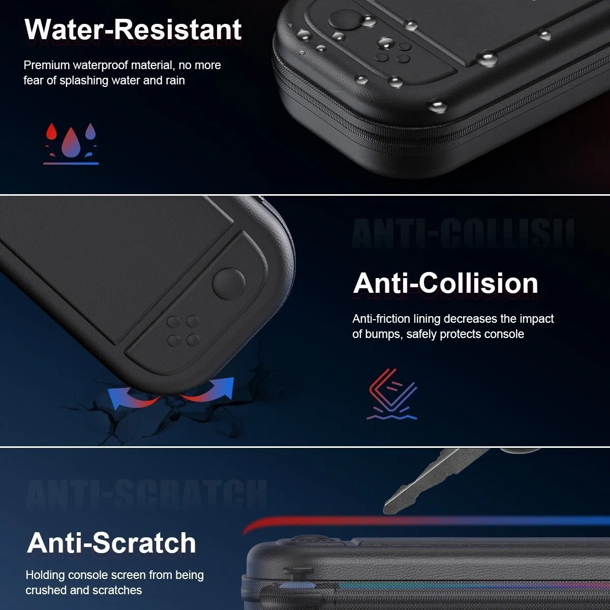 Accessories Bundle for Switch 2, Portable Hard Carrying Case with Protective Skin , 2 Screen Protector, 4 Thumb Grips