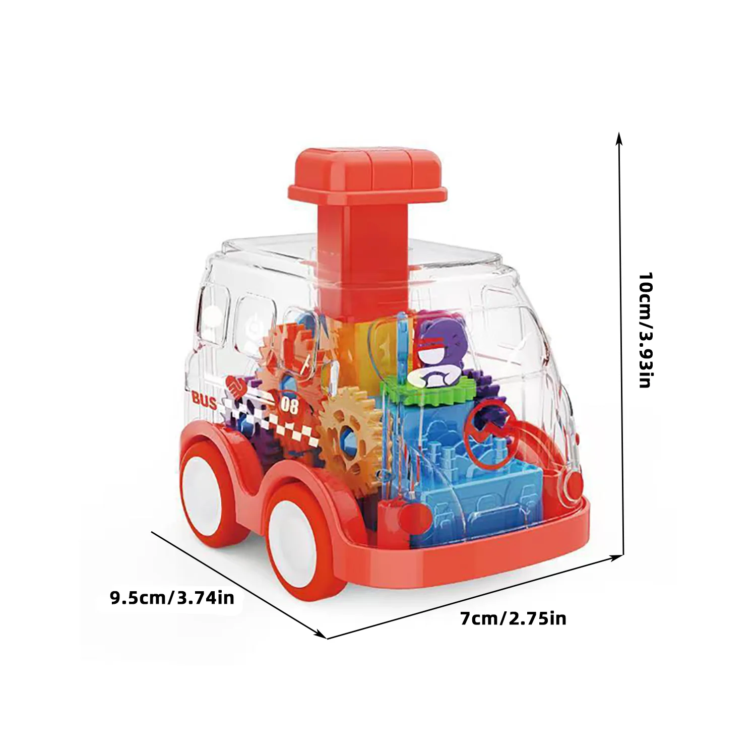 Children Press Transparent Gear Car Toy Puzzle Toy Puzzle Car Cartoon Bus Gift
