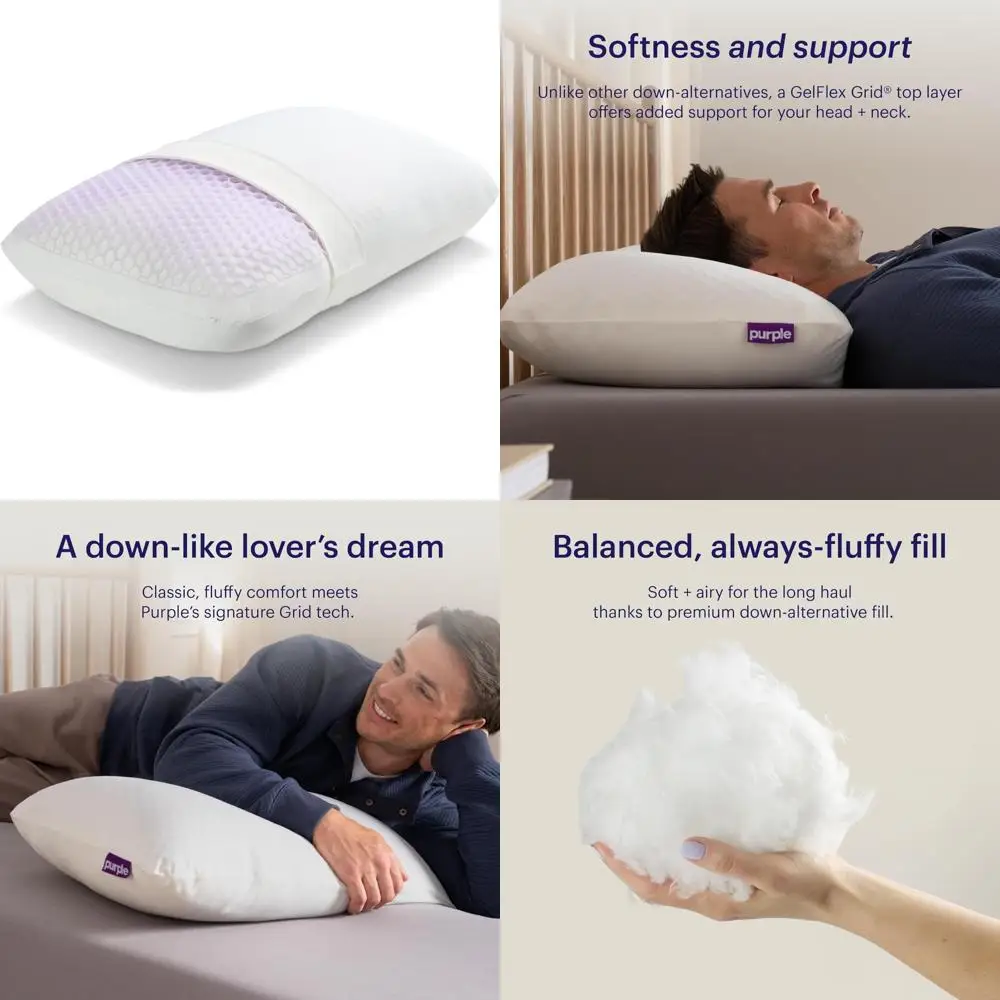 

Plush GelFlex Grid Pillow with Down-Alternative Fill for Soft Support and Pressure Relief