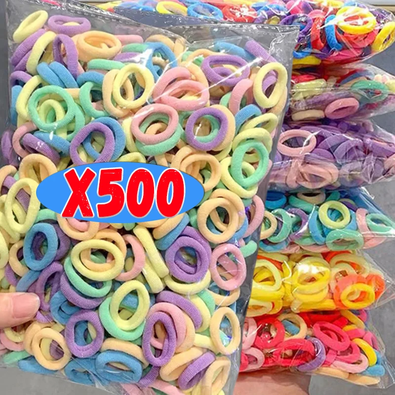 Colorful Basic Nylon Ealstic Hair Band Kids Girls Ponytail Holder Ties Scrunchie Small Mini Headwear Rubber Bands Wholesale