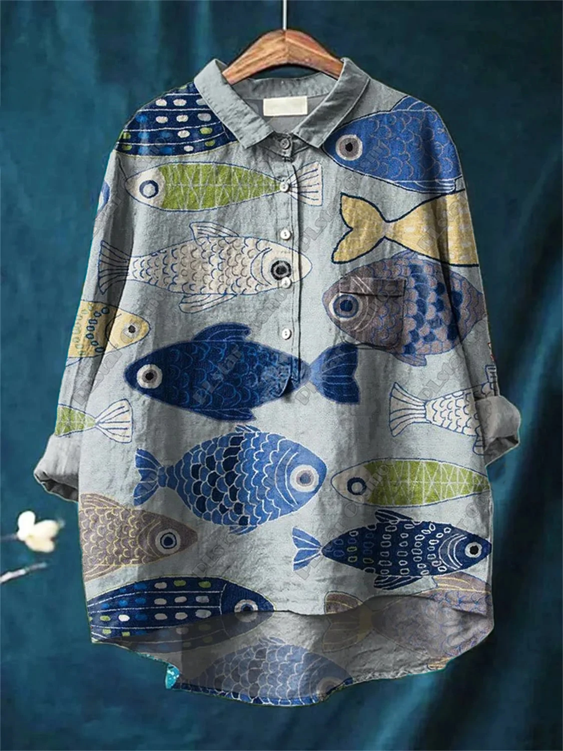 Nova carpa impressa em 3D, baleia, sardina, lagosta, casual feminina, camisa de tubo solto, top de verão legal feminino