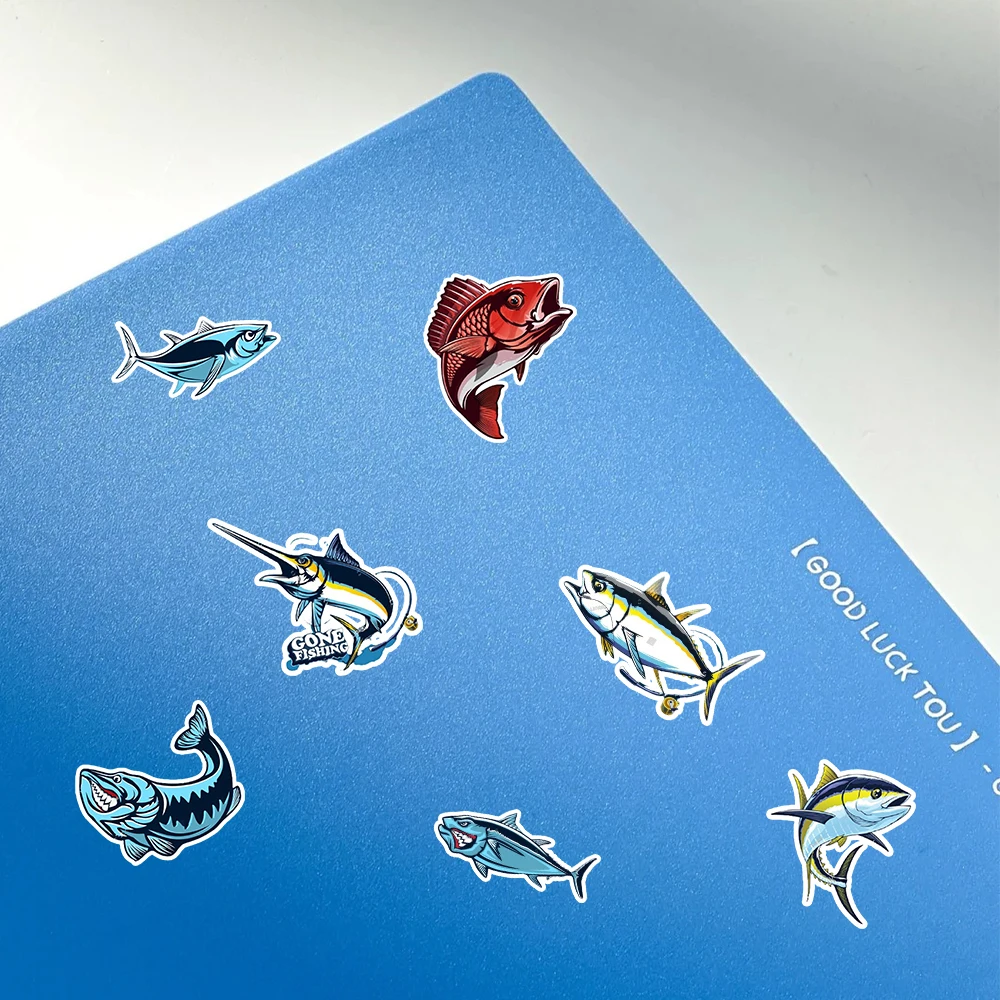 48 sztuk samoprzylepnych naklejek wędkarskich z ryb morskich może być używanych do notatników, przyjęć, blatów ściennych i innych dekoracji,