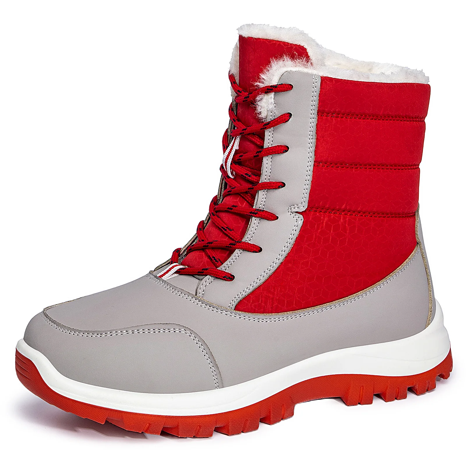 

Plus Size Shoes for Women Winter Fashion Women Lace Up Comfortable Warm Platform Wedges Ankle Snow Boots 36-42 Women Boots