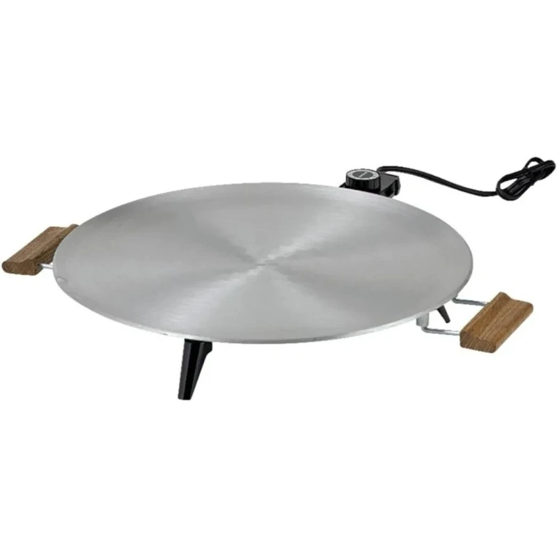 efse Se Griddle 1450 W 16 in. Dia. Satin Finish, Wood Handles