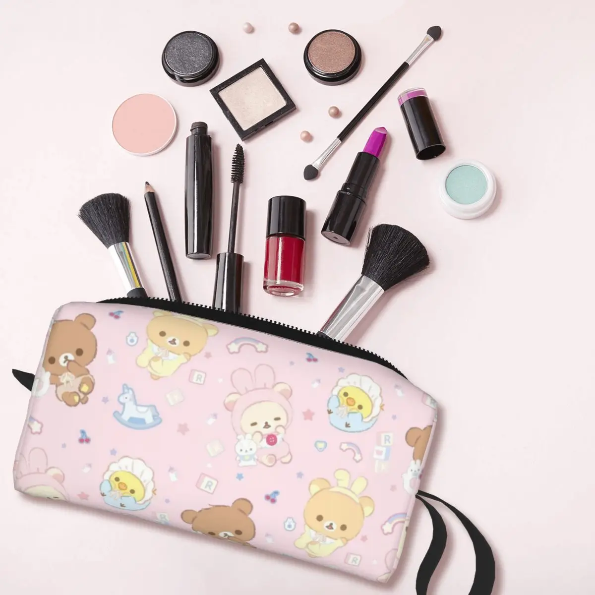 Baby Rilakkuma And Friends Cosmetic Bag for Women Makeup Bags Travel Water Resistant Toiletry Bag Organizer Pouch