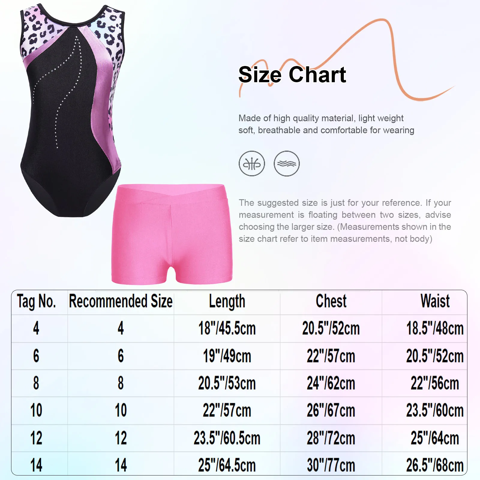 Kids Girls Ballet Dance Gymnastics Leotard Sleeveless Printed Bodysuit with Shorts Sports Yoga Fitness Outfit Swimwear Dancewear