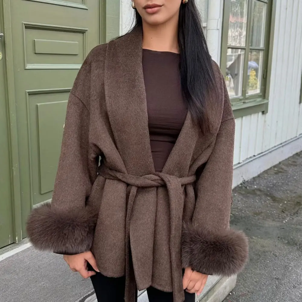 

Модное шерстяное пальто, женское осенне-зимнее элитное пальто, элегантный стиль, верхняя одежда для женской верхней одежды