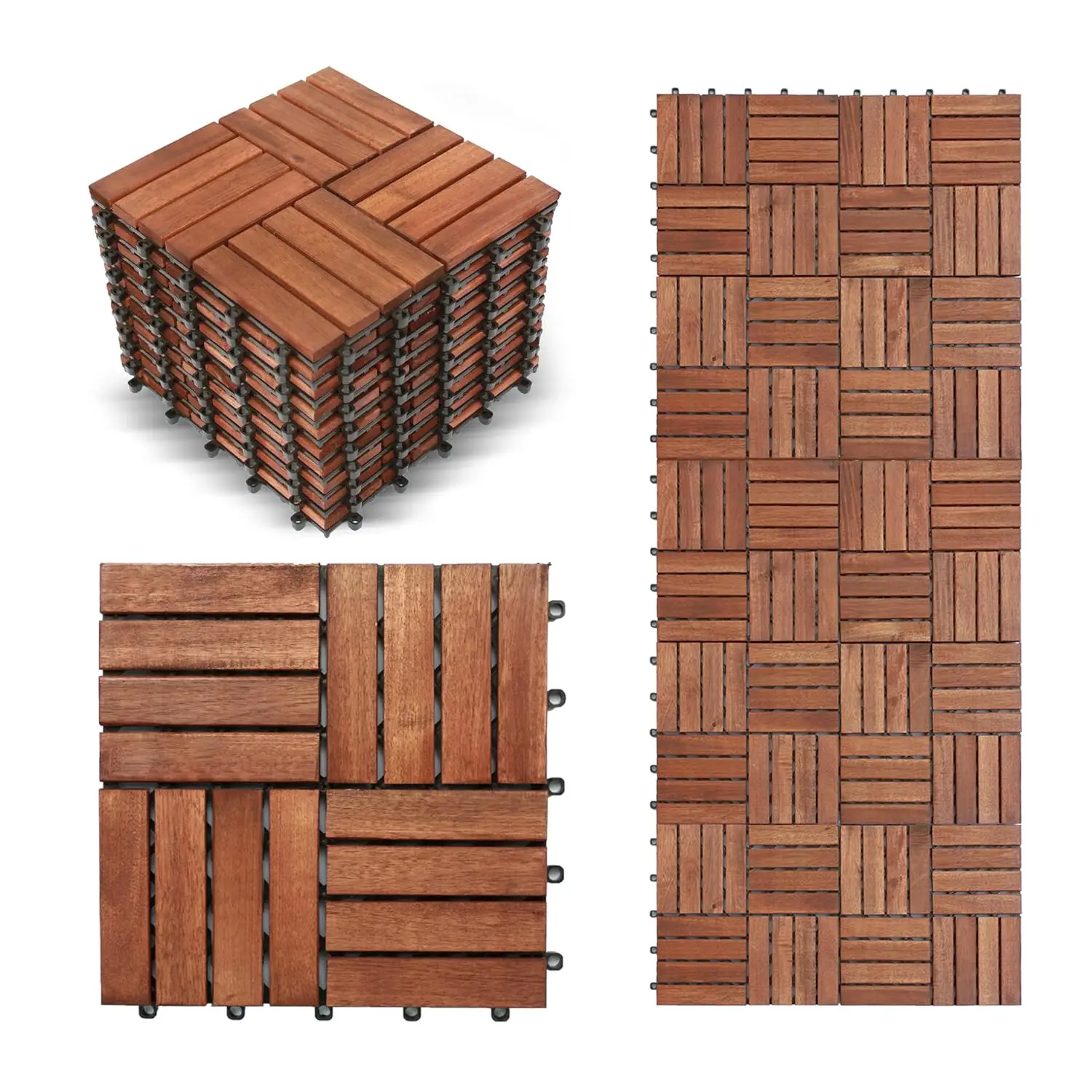 10Pcs Interlocking Deck Tiles 12