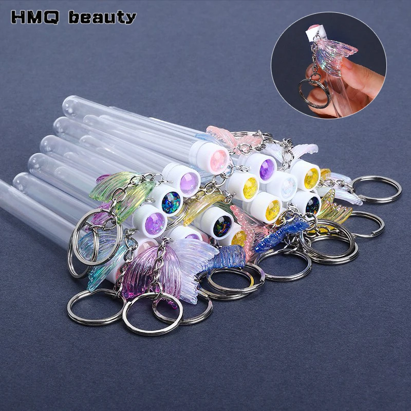 5/10Pcs Reusable Eyelash Brush Tube With Key Ring Fish Tail Decoration Eyelash Extension Dust-proof Mascara Wand Brush Tube
