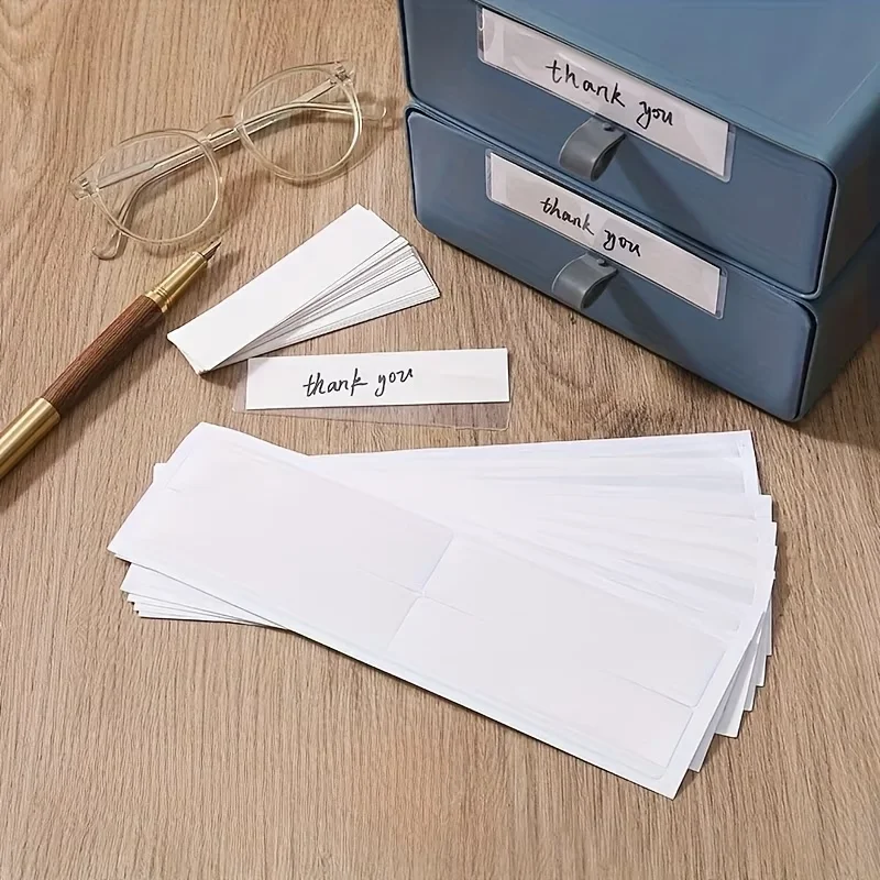 12Pcs Clear PVC Adhesive Shelf Tag Pockets, Bookshelf Label Holders for Office School Home Organization