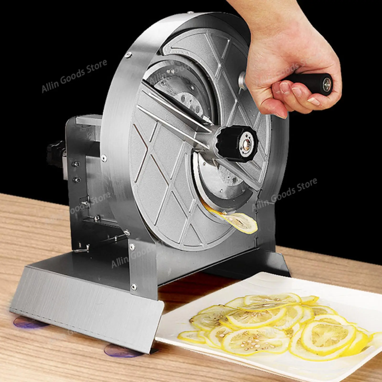 Manual Crank Stainless Steel Slicer Commercial Fruit & Vegetable Processing Tool Fit Lemon, Potato, Lotus Root