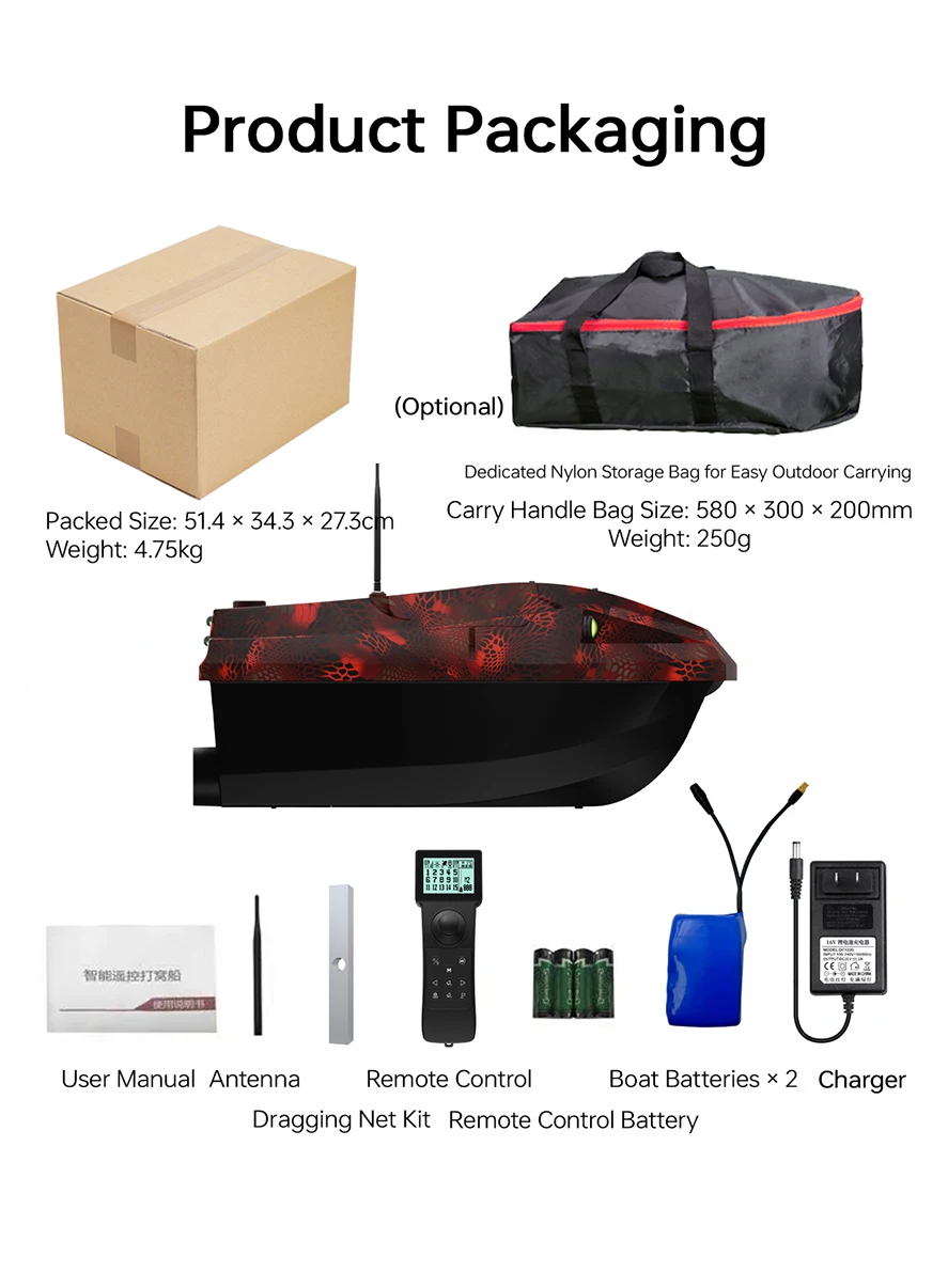 D50E GPS-Köderboot 15600 MAH*2, mit Sonarsonde – Wassertiefe und Temperatur, GPS + Beidou Dual-Positionierungssystem Angelboot – Detail 19