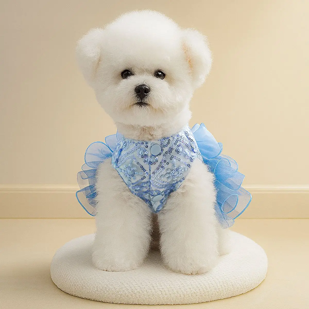 1Pcs Pet Clothing Dog Cat Clothing Clothing Fluffy Dress Blue Galaxy Wedding Dress