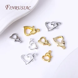 10mm/12mm Heart Locks Clasp For Bracelet Necklace Making Fittings 18K Gold Plated Heart Shape Lobster Clasps For Jewelry Making