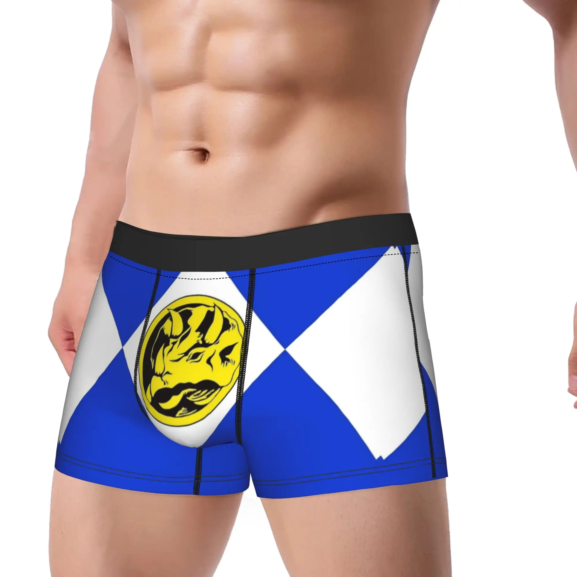 

Hot Boxer Shorts Panties Briefs Men MMPR Blue Power Rangers With Coin Underwear Breathable Underpants for Homme Plus Size