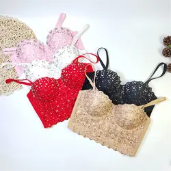 Sexy Fish scale Beading Corset Camisoles Lace Bustiers Bra Party Club Streetwear Lingerie Look Stage costumes