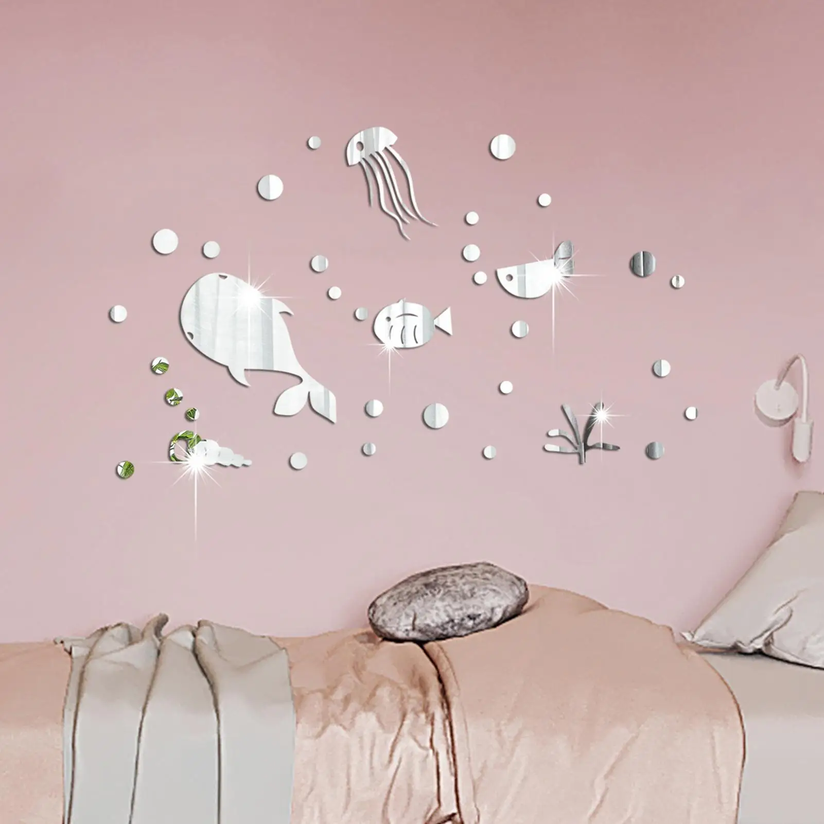 Wall Mirror Stickers Marine Theme Acrylic Self-Adhesive Wall Decoration Stickers For Homeowners Parents Home Office Apartment