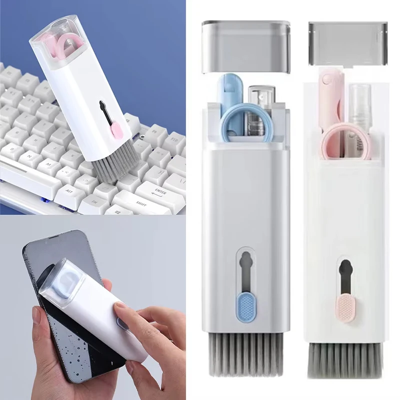 7 In 1 Headset Cleaner Brush Kit Keyboard Cleaning Pen Keycap Puller Dust Tool For AirPods Laptops Tablet Camera Computer Phone