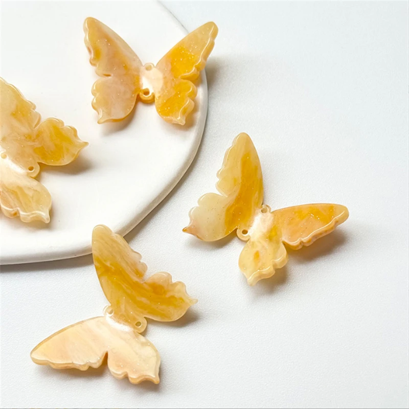 100 Pieces/Lot Resin Acetic Acid Transparent Butterfly Charm Connectors DIY Ornament Hair Earrings Jewelry Findings Accessories