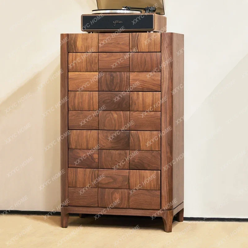 minimalist chest of drawers North  black walnut solid wood log  display cabinet chest of drawers