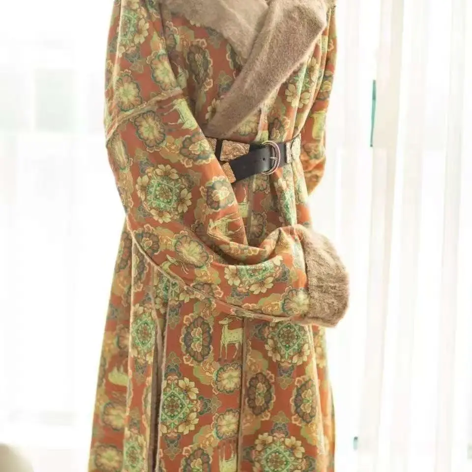 Classic Tang Dynasty Round Neck Robe Men Women Traditional Chinese Hanfu Autumn Winter Thicken Gown Clothing Hanfu
