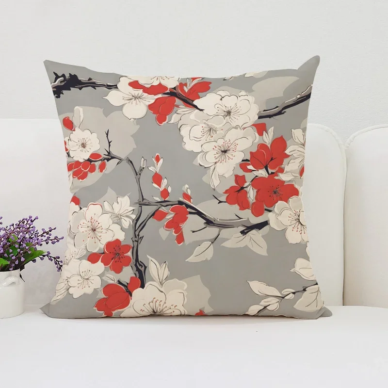 Japanese Cherry Blossom Cushion Cover Cushions Covers Pillow Covers Decorative Luxury Pillowcase Bed Pillowcases