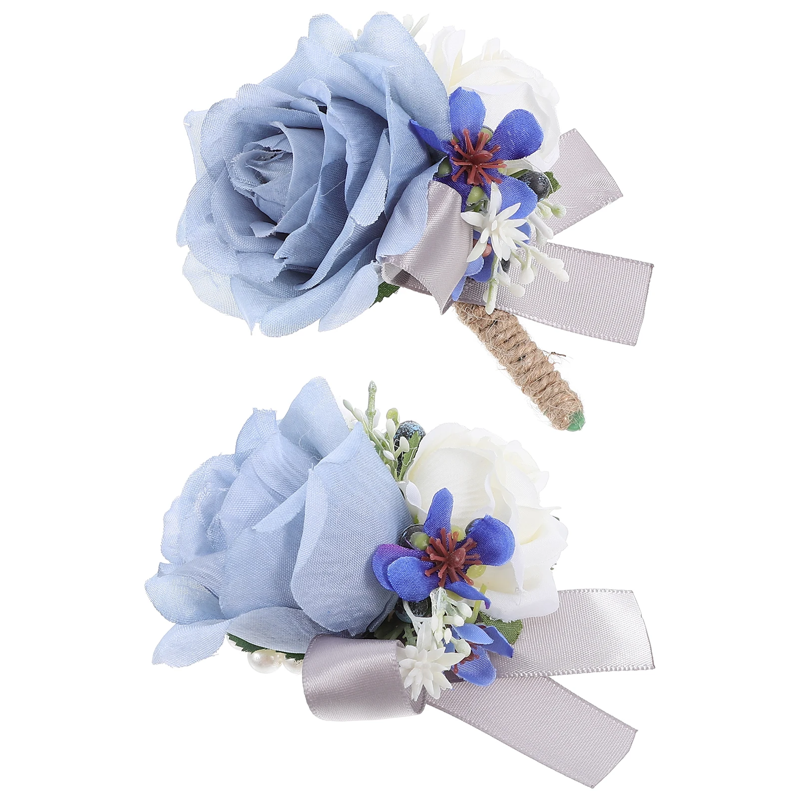 

1 set Simulated Flower Corsage Hand Wrist Wedding Wristband Flowers Bridal Boutonniere Set Prom Cloth Material Practicality Skin