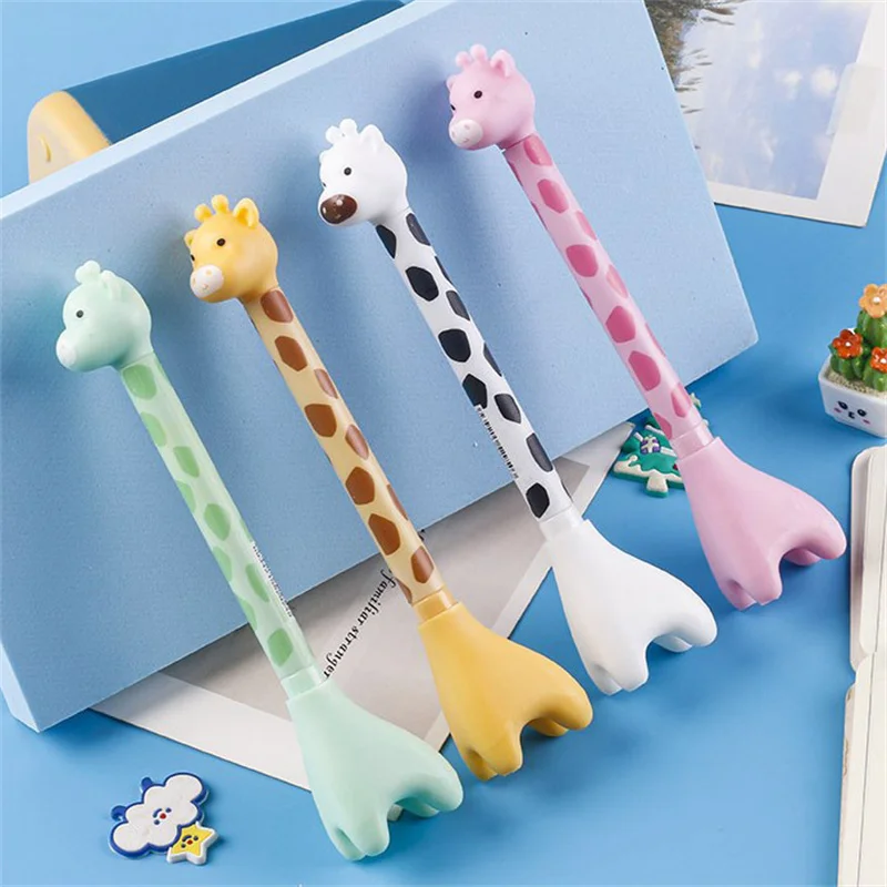 Funny Standing Giraffe Pen Stationery 0.38mm Pretty Aesthetic Cute Writing Pen Creative Kawaii Giraffe Gel Pen Desk Decor