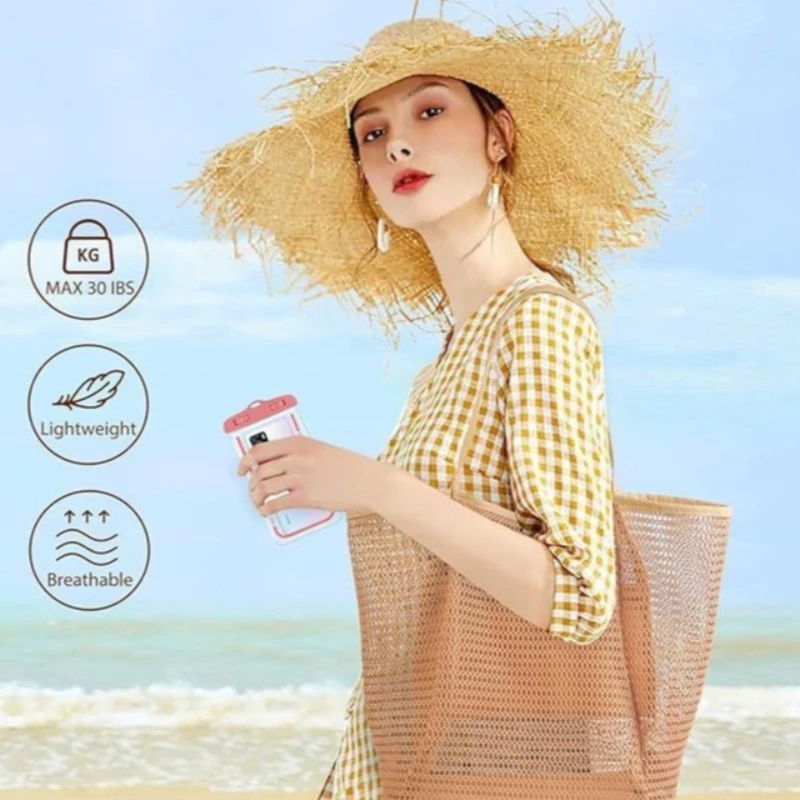 

New Large-capacity Beach Bag Mesh Women's One-shoulder Handbag Shopping Bag Outdoor Travel Bag Student Leisure Bag!