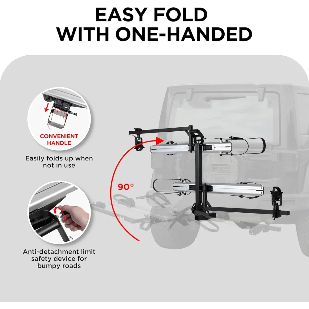 حامل دراجة مثبت على وصلة من الألومنيوم بسعة 200 رطل للدراجات القياسية والدراجات الإلكترونية، ومقطورة شاحنة SUV مناسبة للسيارات وRV