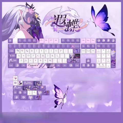 Anime Castorice Theme Keycaps Set PBT Keycap Cute Cherry Profile Custom Gaming Key Caps for Mechanical Keyboard Accessories Gift