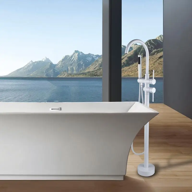 

Freestanding Tub Faucet with Hand Shower for Modern Bathrooms, Easy Installation and Adjustable Flow, Stylish Design.
