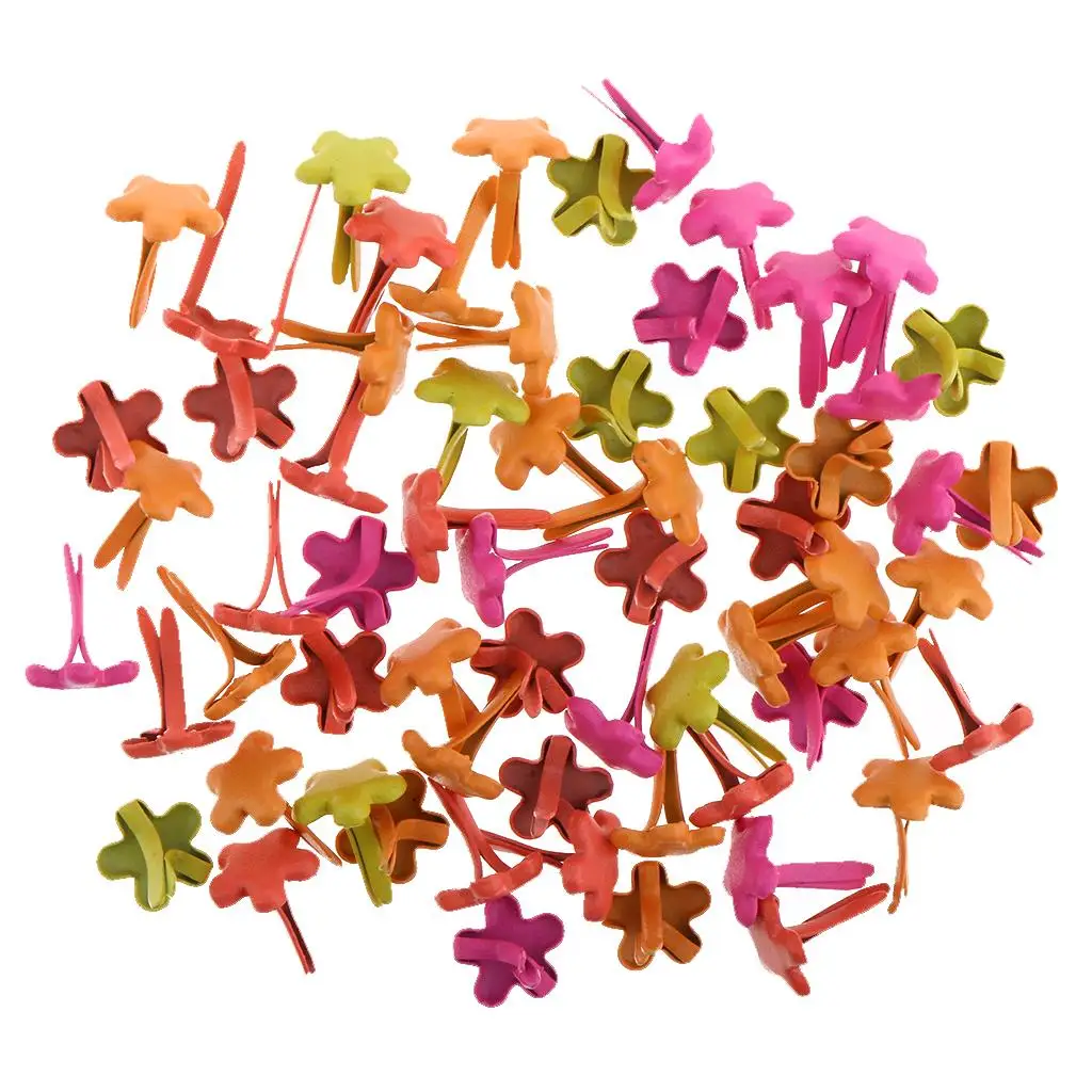 100pcs 7.5mm Flower Shape Mini Brad Paper Fastener Scrapbooking Craft