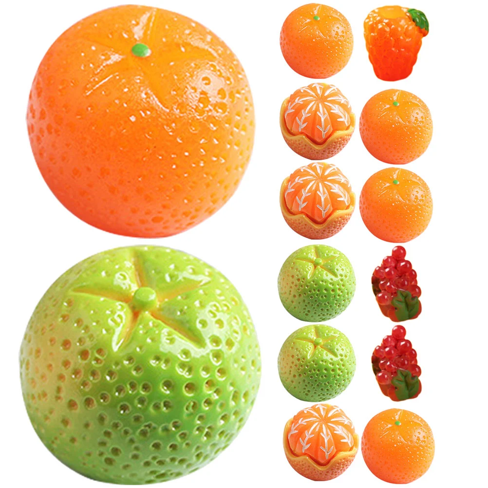 16 Pcs Artificial Fruit Toy False Fruits Prop Decoration Fake Adornment Charms Resin Mini Ornaments Miniature Shop Window