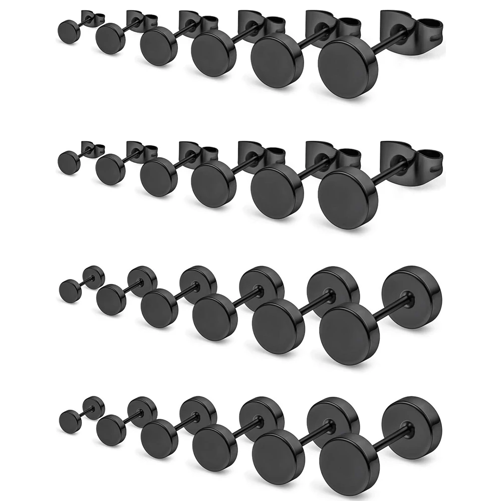 1 Pair 20G 16G Stainless Steel Flat Top Stud Earrings Set for Women Men Helix Tragus Barbell Stud Earrings Mix Sizes 3-8mm