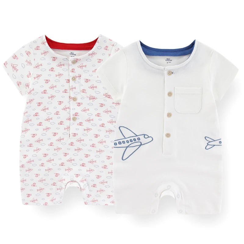 2Pcs Cartoon Summer Baby Boy Clothing Fashion Newborn Bodysuit Infant Girls Short Sleeve Clothes Outfits Sets