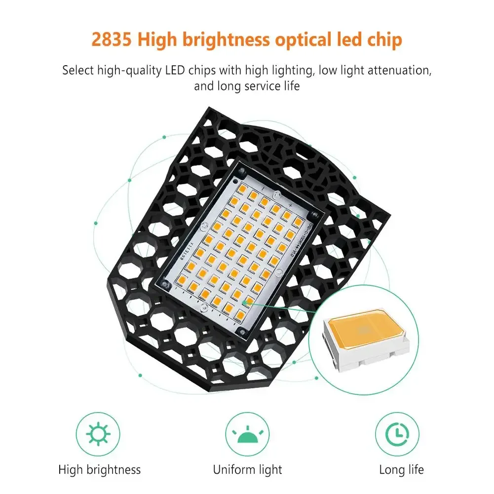 LED 차고 램프, 고휘도 에너지 절약, 각도 조절 가능, 접이식 변형 가능 조명, 40W, 60W, 80W