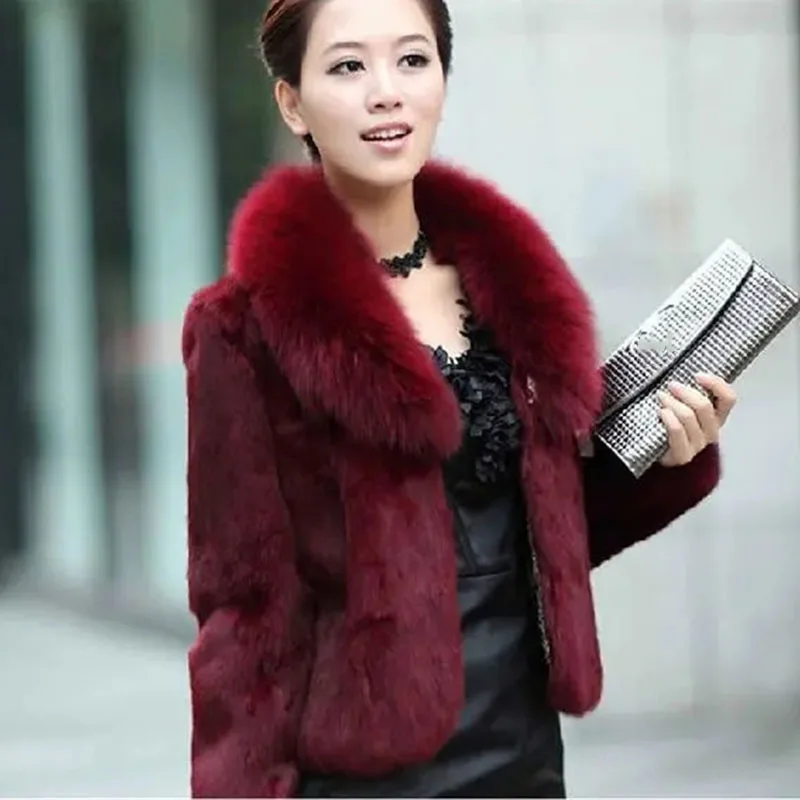 Koreanische Frauen Langarm Pelz Jacke 2025, Damen High-End-Kunstpelz Kurzen Mantel Winter Weibliche Mode Große Größe 5XL Plüsch outwear