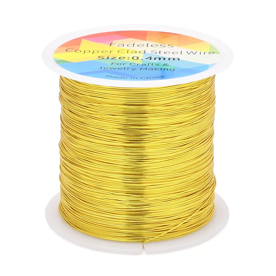 Alambre de acero recubierto de cobre de 100m/328ft, inoxidable, flexible, para manualidades, floral, joyería, 0.3/0.4mm 3
