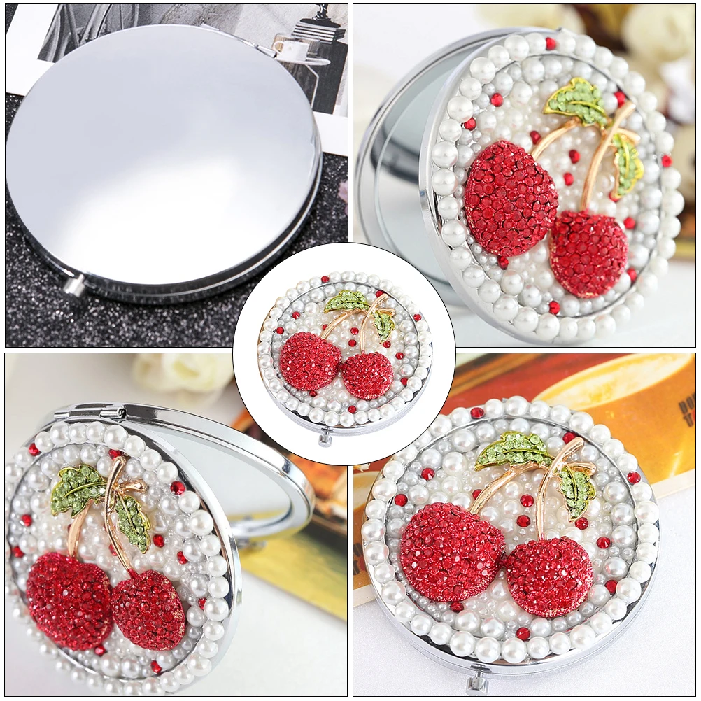 

Double-Sided Cherry Design Mini Makeup Mirror Foldable Compact Mirror for Women Daily and Outdoor Use