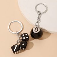 Mini Billiard Keychain Lucky Black Snooker No.8 Table Ball Dice Key Ring Men Waist Backpack Pendant Car Key Chain Creative Gift