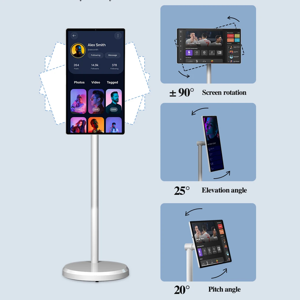 Portable Touch Screen Display 21.5  Inch Interactive LCD Monitor Movable Televisions Smart Tvs Mobile Portable TV With Camera