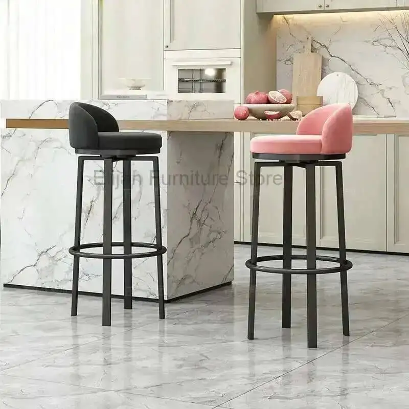 

Bar Reception Home Designer Island High Stools Nordic Backrest Kitchen Counter Stools Modern Bank Chair Cadeira Furniture XR50BY