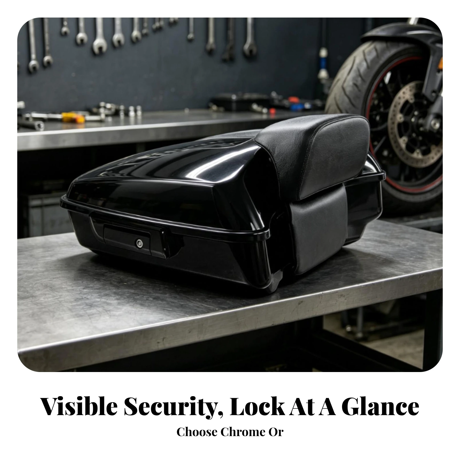 Touring Trunk with Passenger Cushion Lockable Motorcycle Top Box with Backrest Motorcycle Rear Trunk Padded Classic