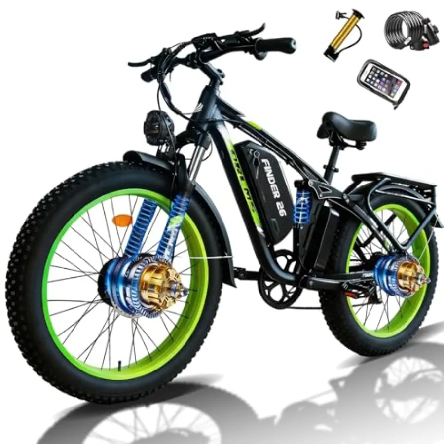 

Dual Motor Electric Bike for Adults: 6000W Peak, 45MPH, 60V52V/25Ah Battery, 26''24'' Fat Tire, Up to 110 Miles Range, SHM 7-Sp