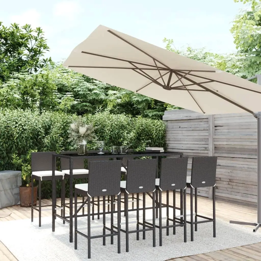 

Black and Cream White Garden Bar Set for Outdoor Patio Dining Furniture