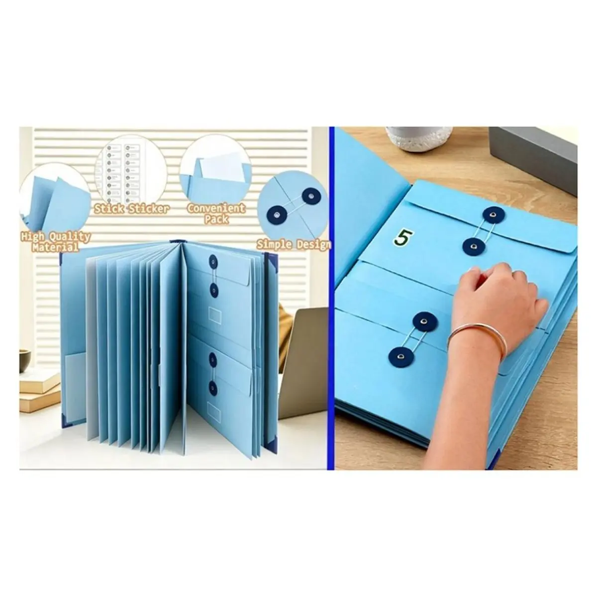 Important Document Organizer,Folders for Documents,Bound Expanding File for Important Papers/Passports/Birth Certificate