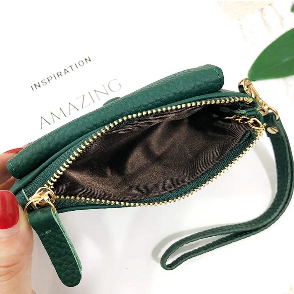 Benutzer definierte Buchstaben Frauen Münz geldbörse Echt leder Dame Schlüssel bund Karten halter kleine Lanyard Brieftasche personalisieren Name Reiß verschluss Armband Tasche – Detail 14